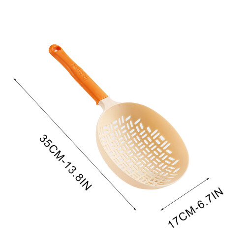 Colher escumadeira de silicone com cabo longo e malha redonda (1 peça) 1