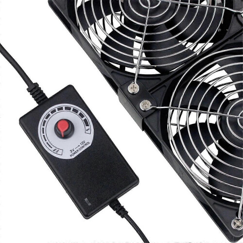 3 x 120mm Computer Cooling Fan with AC 100V-240V Speed Controller, EU Plug, Quiet High Airflow for PC Case and Electronics 2
