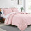 Cal King dekbedset 3-delig roze met muntpatroon polyester 2