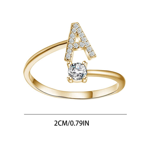 Εξατομικευμένο δαχτυλίδι Fridja Jewelry με ρυθμιζόμενο αρχικό γράμμα και επιχρυσωμένο 2