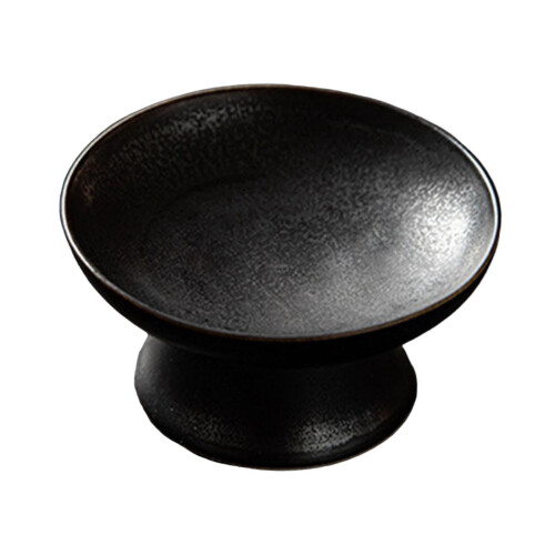 Plateau de service rond en céramique noire – 8,5 cm 2