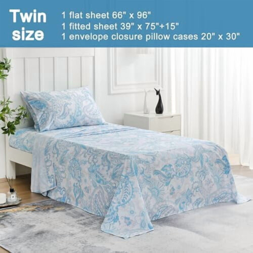Ensemble de draps en microfibre à motif cachemire Cal King, 4 pièces 1
