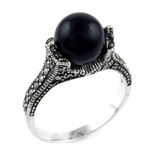 Marcasite sterling silver pearl ring size 6-9 2