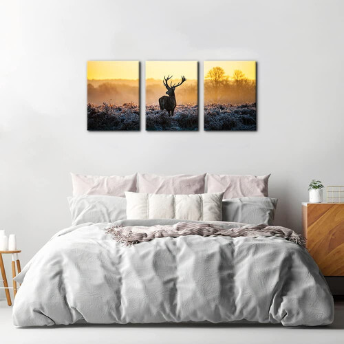 3-Piece Deer Canvas Wall Art, 12x16 Inch, Rustic Nature 2