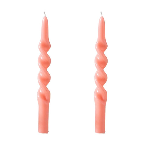 Bougies coniques en spirale, roses, lot de 12 1