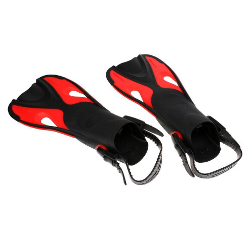 (as described, Red) Swim  Short Training Open Heel Adjustable Snorkel Flippers For Kids Red 2
