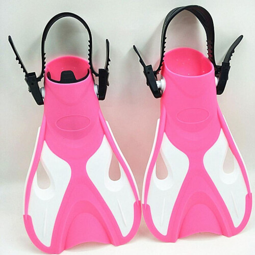 (as described, Pink) Swim  Short Training Open Heel Adjustable Snorkel Flippers For Kids Red 2