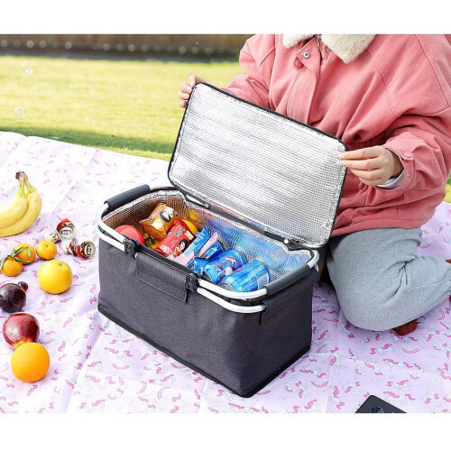 Insulated 30L Picnic Basket with Leak-Proof Collapsible 1