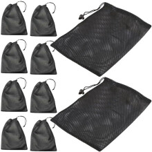 10 kleine schwarze Netzbeutel mit Kordelzug für Reiseaufbewahrung und Organisation