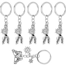 6-teiliges Winter-Schneeflocken-Schlüsselanhänger-Set – Eislauf-Anhänger aus Zinklegierung für Auto