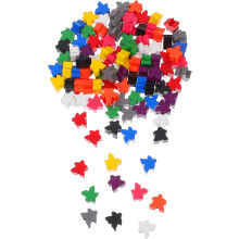 Pièces d'échecs en bois et meeples multicolores pour jeux en famille et en classe (100 pièces)