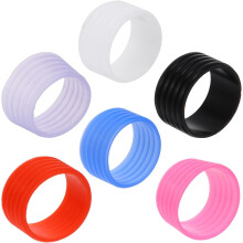 6pcs Tennis Racket Silicone Grip Rings Anti-Slip Sweat Absorbent Overgrip Protector Band