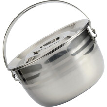 Olla de camping gruesa para guisos de camping, 2400 ml, acero inoxidable antiadherente.
