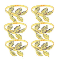 Elegant Napkin Ring Golden Alloy Leaf Buckle for 18Pcs Festival