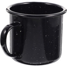 Taza de camping esmaltada de 500 ml, resistente al calor, gruesa, para agua, color azul marino, estilo vintage, pequeña taza de café.