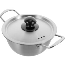 Olla de acero inoxidable de doble asa para sopa y fideos. Olla de acero inoxidable fácil de usar.