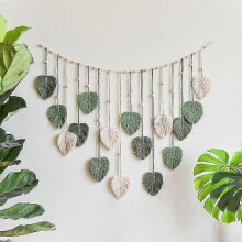 Mike Bohemian Decor Hand Woven Leaf Tapestry Children's Room Background Fringe Wall Hanging Clip Photo Bedroom Wall Decor