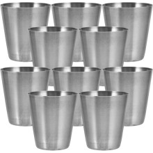 Copas de vino para exteriores, tamaño mini, acero inoxidable, portátiles, 10 unidades, metal resistente, color plata, reutilizables.