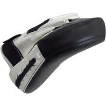 Guantes de entrenamiento y almohadillas para patadas para artes marciales, objetivos de mano curvos y gruesos, blanco y negro.