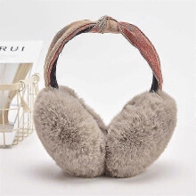 Women's Winter Earmuffs Foldable Girls' Warm, Fashionable Furry Earmuffs, Soft Earmuffs for Cold Protection, Ear Warming Bag (Khaki)(Khaki)