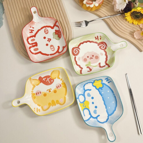 Nordic ceramic handle plate set 4 pieces 1