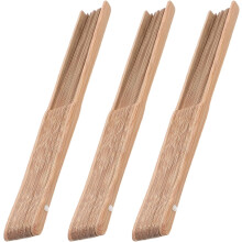 Ensemble de 3 éventails pliables en bambou avec armature, pour la fabrication de loisirs créatifs.