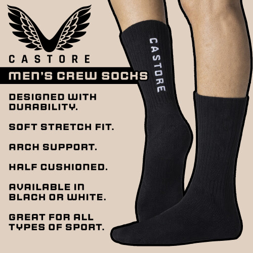 (04-Jun, Schwarz) Castore - Castore - 3er-Pack Unisex Crew Socken weich bequem langlebig 2