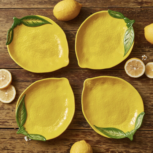 Σετ 4 πιάτων σαλάτας Bico Lemon, κεραμικά 8 ιντσών, για φούρνο μικροκυμάτων 2