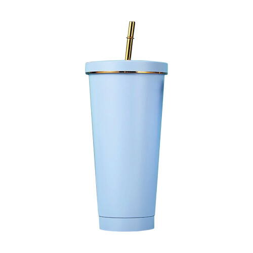 Gobelet isotherme double paroi en acier inoxydable avec paille 1