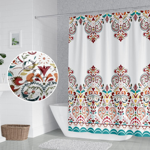 Boheemse douchegordijn van waterdicht polyester, 72x72 inch. 2