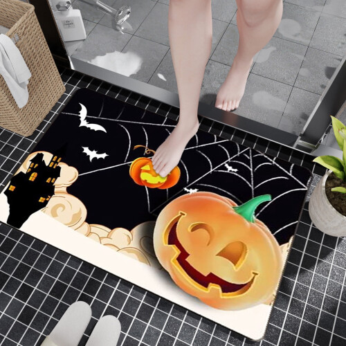 Πατάκια δαπέδου YiFudd Halloween, χαλιά μπάνιου με κολοκύθα, γρήγορα στεγνά, πατάκια 1