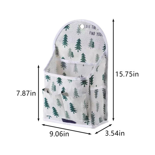 Sac de rangement mural avec poches, en coton et lin. 2
