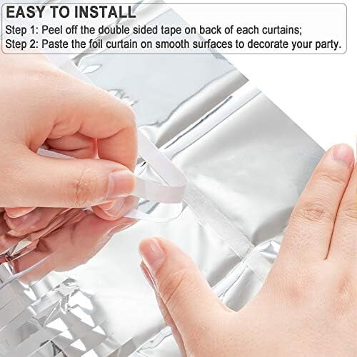 Silver Metallic Streamers Backdrop Foil Fringe 8.2ft x 2