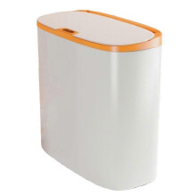 Infrared Inductive Space Trash Can Household Lidded Trash Can Living Room Kitchen Office Battery Sm--OrangeWhite