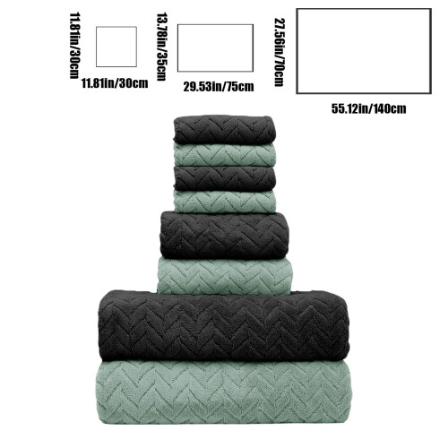 Ensemble de 8 serviettes de bain en coton vert 2