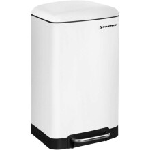 Poubelle cuisine 30 litres acier blanc en acier Inoxydable à pédale 12_0000914
