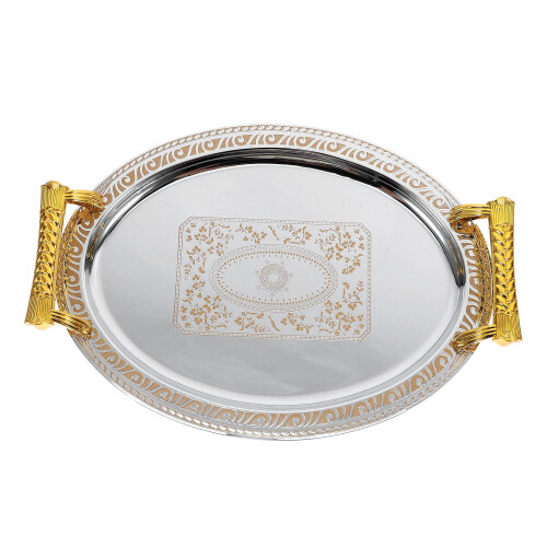 Bandeja ovalada antigua de acero inoxidable de 32x24 cm. 2