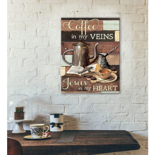 Canvas vintage cu decor creștin de cafea, 30x40 cm 2