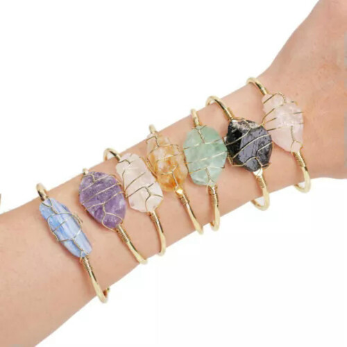 Amethyst quartz wire wrap bracelet for women 1