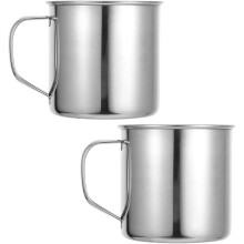 2 db-os 304 rozsdamentes acél bögre fogantyúval, könnyű kemping tea- és kávéscsésze készlet