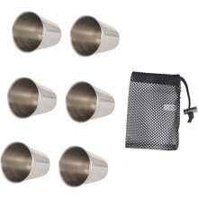 Edelstahl-Weinbecher-Set, 6-teilig, 70 ml, tragbare Outdoor-Likörbecher