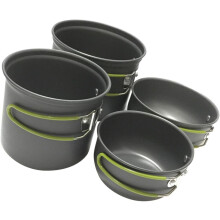 Tragbares 4-teiliges Camping-Kochgeschirr-Set aus Aluminiumlegierung für 2-3 Personen
