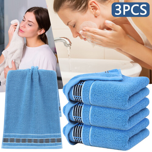Cotton Washcloths Blue 13" x 29" 3-Pack 1