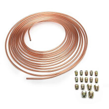 25ft Zinc Plated Copper Brake Line Tubing Kit Universal Brake Line Coil Roll 16 Fittings For Vehicles