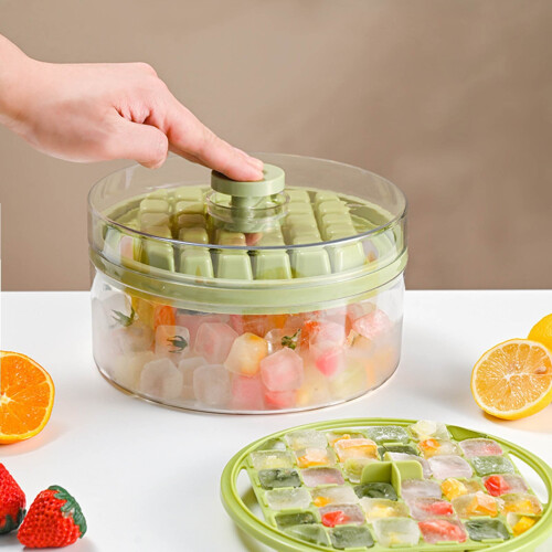 Bac à glaçons alimentaire empilable avec couvercle et spatule 2