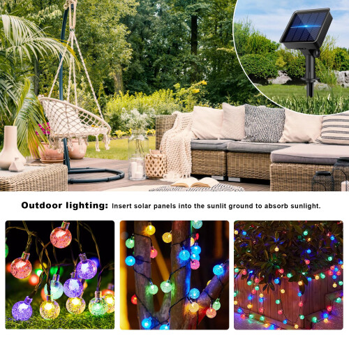 100LED Solar Garden Lights,12M/39Ft Solar String Lights Waterproof 2