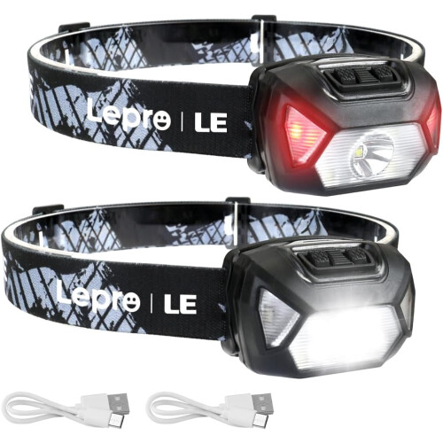 YANTONG LE LED-hodelykt, 6 moduser, USB-oppladbar
