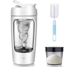 Electric protein shaker, 650ml USB C rechargeable electric shaker, BPA-free protein shaker bottle, white