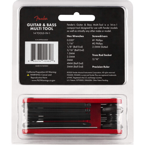 Fender Fender Guitar,Bass Multi-Tool, 14-in-1 Maintenance Tool with Hex Wrenc 1
