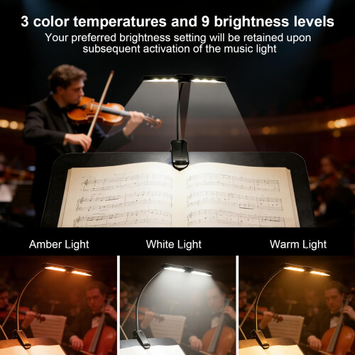 LED Super Bright Rechargeable Music Stand Light Clip-On,USB-C Rechargeable 2
